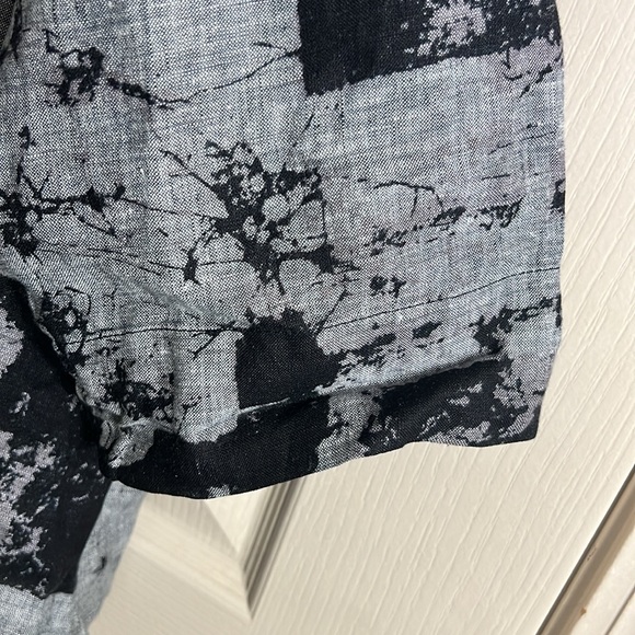 HABITAT  short sleeve linen jacket  gray and black v neck large   EUC boho - Picture 7 of 7